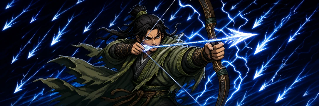 Archer Yan Yixing loosing a lightning bolt